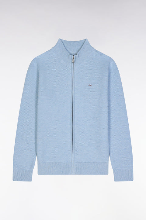 Cardigan zippé en coton ciel coupe droite - Image 1