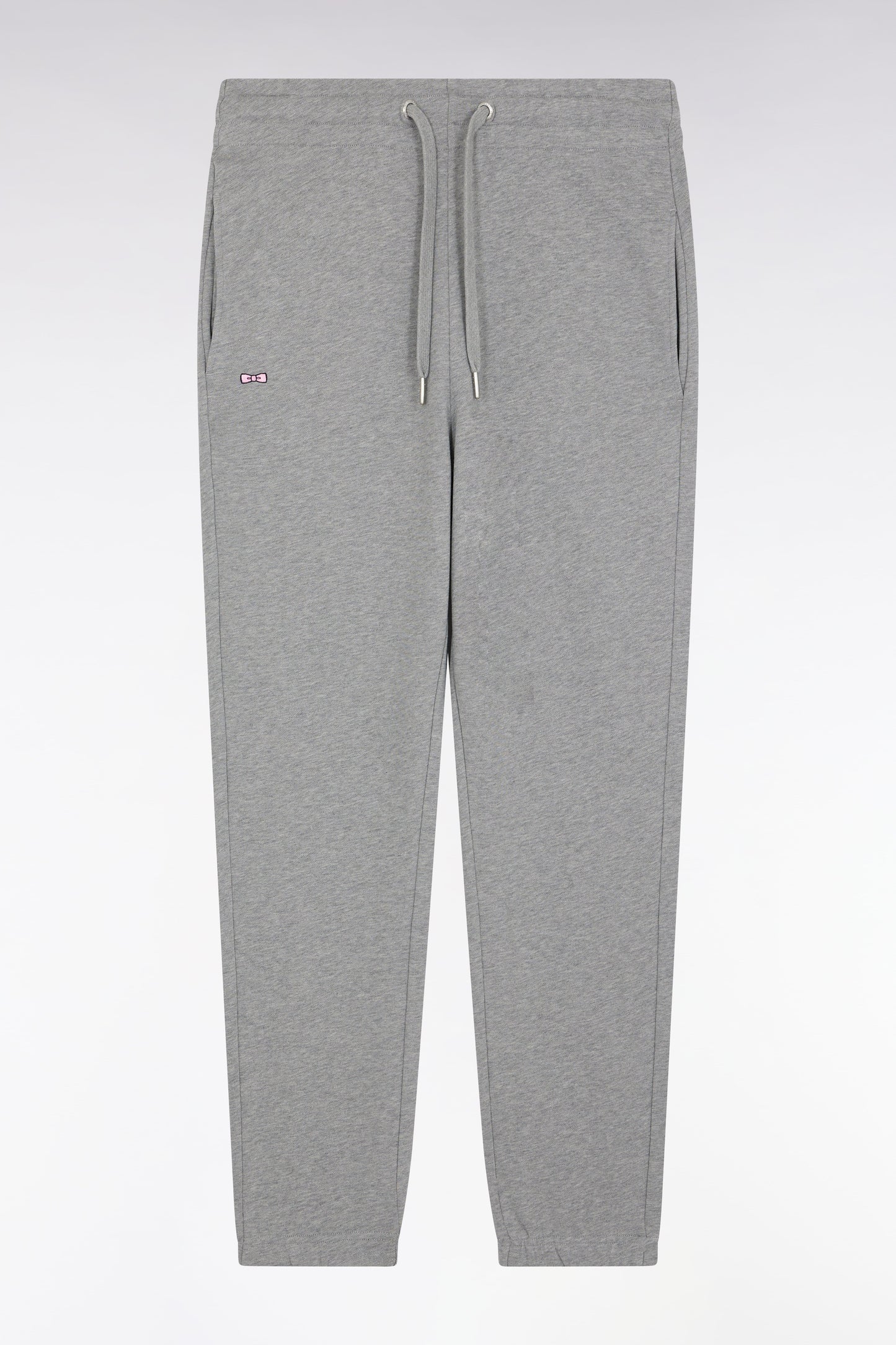 Short jogging en molleton coton gris coupe droite