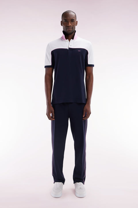 Pantalon jogging en coton interlock marine coupe droite - Image 1