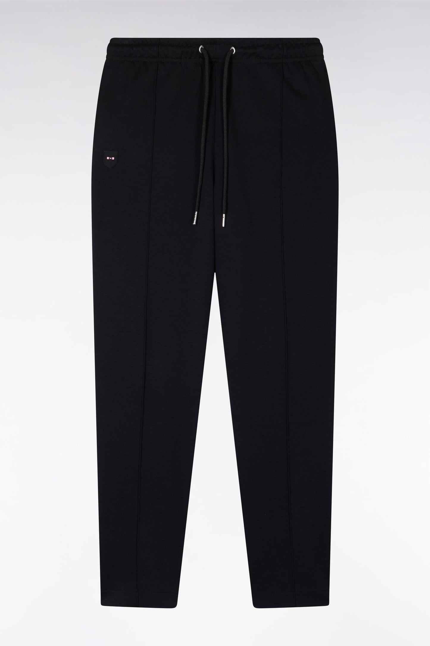 Pantalon jogging en coton interlock noir coupe droite