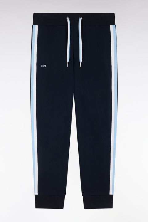 Pantalon jogging en coton marine à détails tricolores coupe décontractée - Image 2