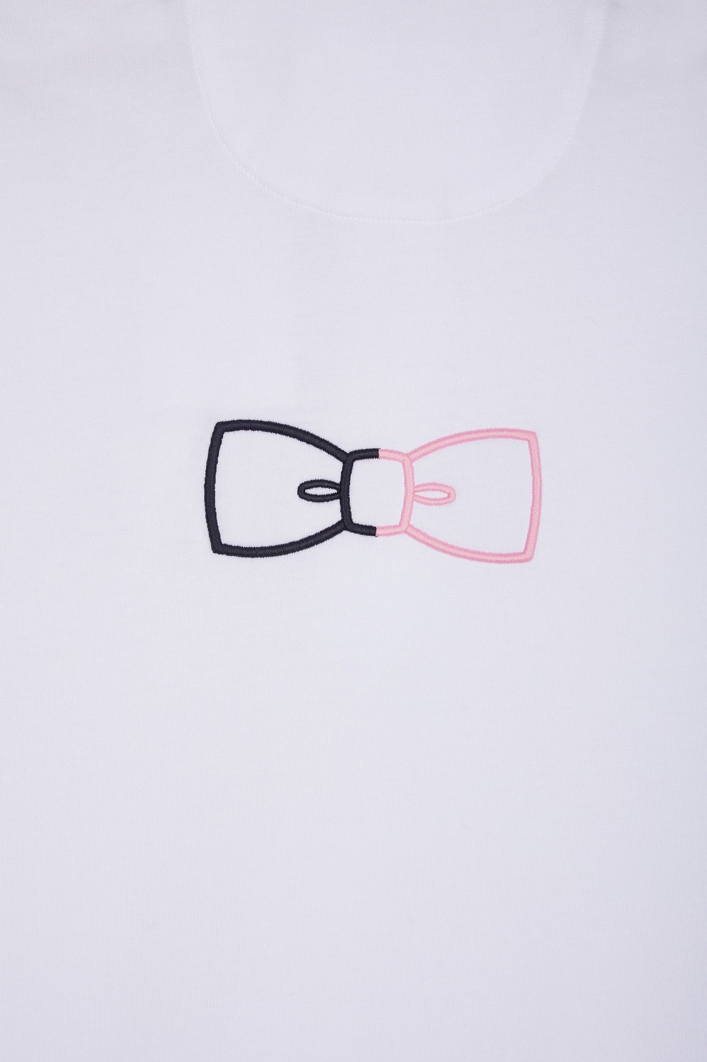 Maillot à manches courtes en coton blanc col bicolore coupe décontractée