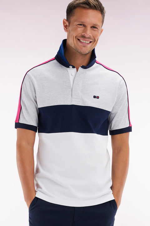 Maillot coupé-cousu à manches courtes en coton blanc coupe droite - Image 3