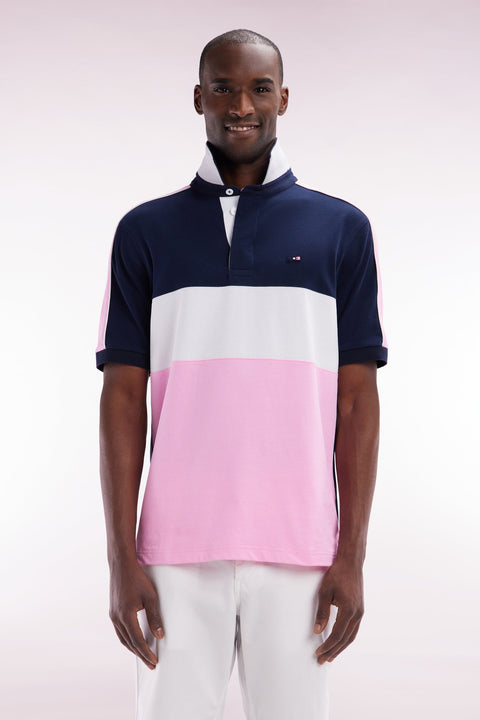 Maillot coupé-cousu à manches courtes en coton rose coupe droite - Image 1