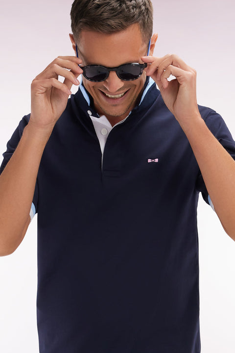 Maillot à manches courtes en jersey de coton marine coupe droite broderies nœud papillon - Image 3