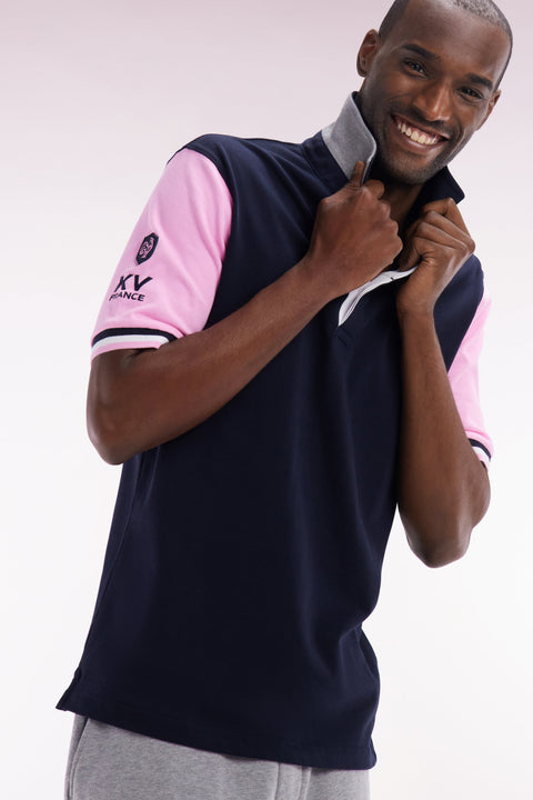 Maillot à manches courtes en coton marine et rose XV de France - Image 3