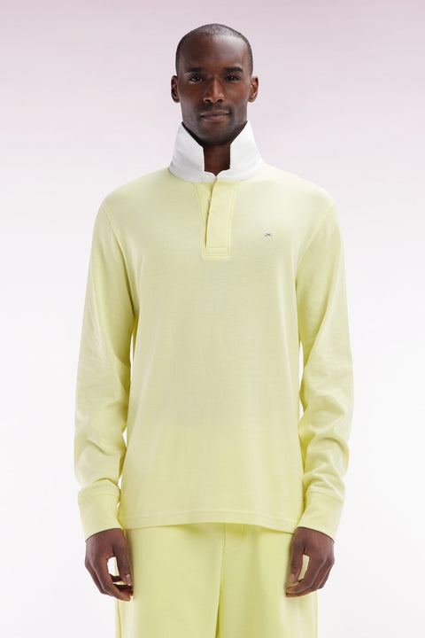 Maillot à manches longues en coton Pima jaune coupe droite - Image 1