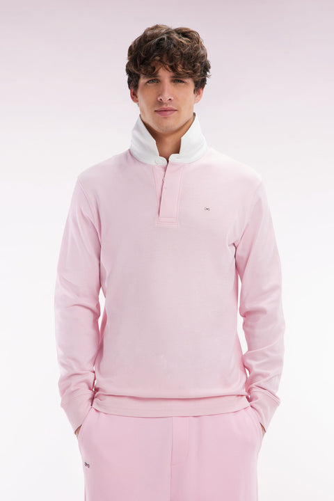 Maillot à manches longues en coton Pima rose coupe droite - Image 1