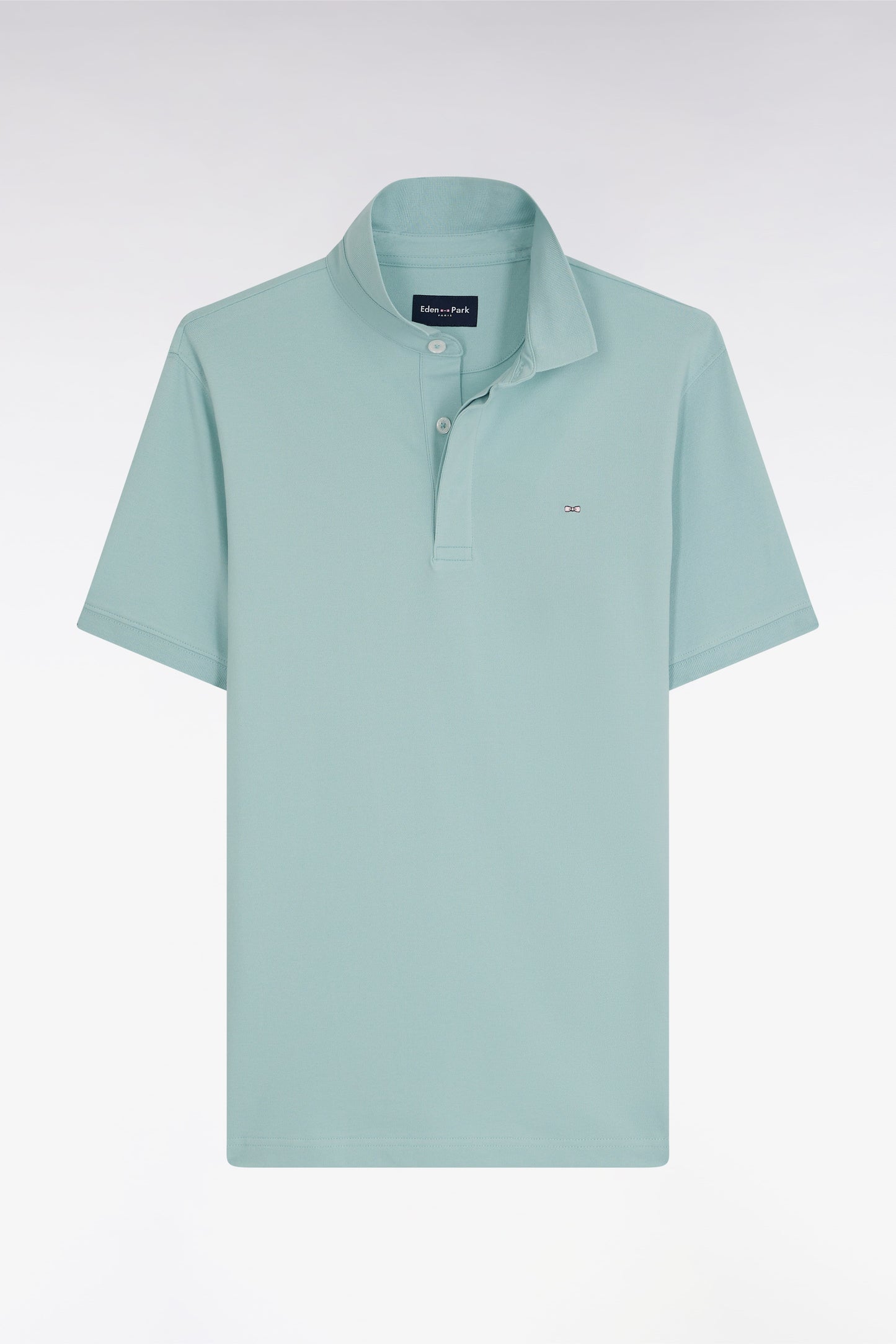 Polo à manches courtes en piqué coton stretch vert d'eau coupe ajustée
