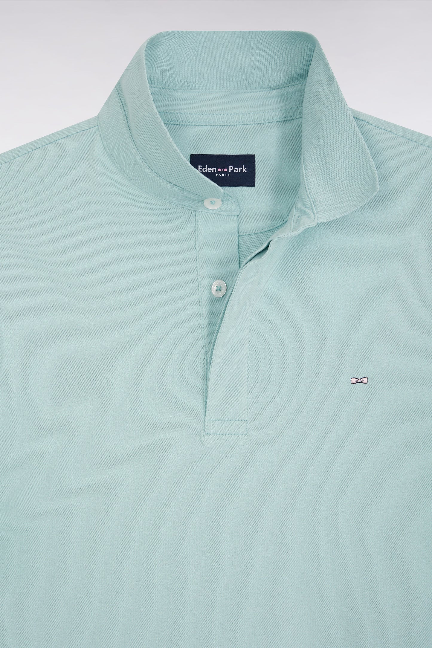 Polo à manches courtes en piqué coton stretch vert d'eau coupe ajustée