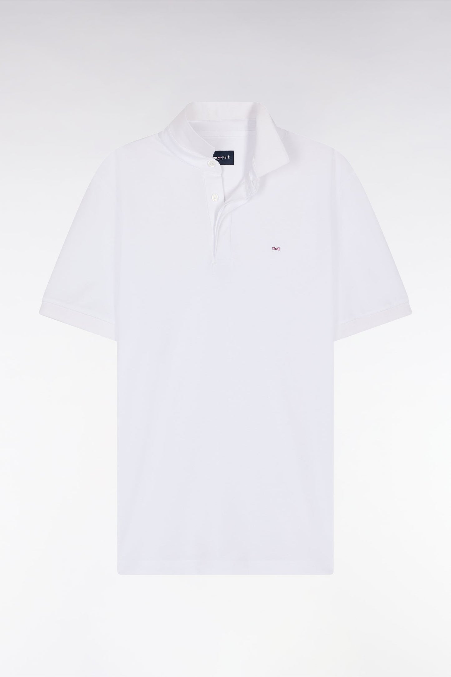 Polo à manches courtes en piqué coton stretch blanc coupe ajustée