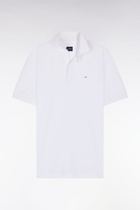 Polo à manches courtes en piqué coton stretch blanc coupe ajustée - Image 2