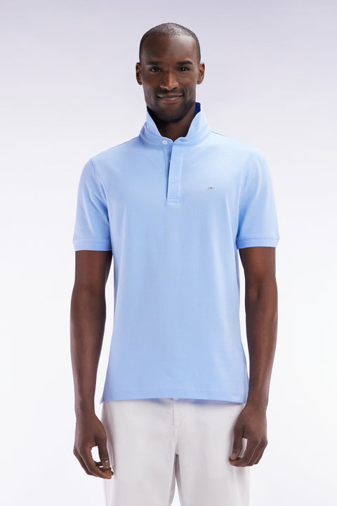 Polo à manches courtes en piqué coton stretch ciel coupe ajustée - Image 1