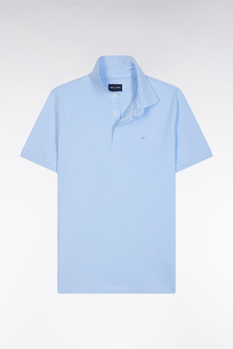 Polo à manches courtes en piqué coton stretch ciel coupe ajustée - Image 2