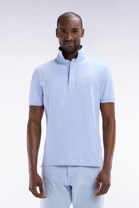 Polo à manches courtes en piqué coton stretch gris clair coupe ajustée - Image 1