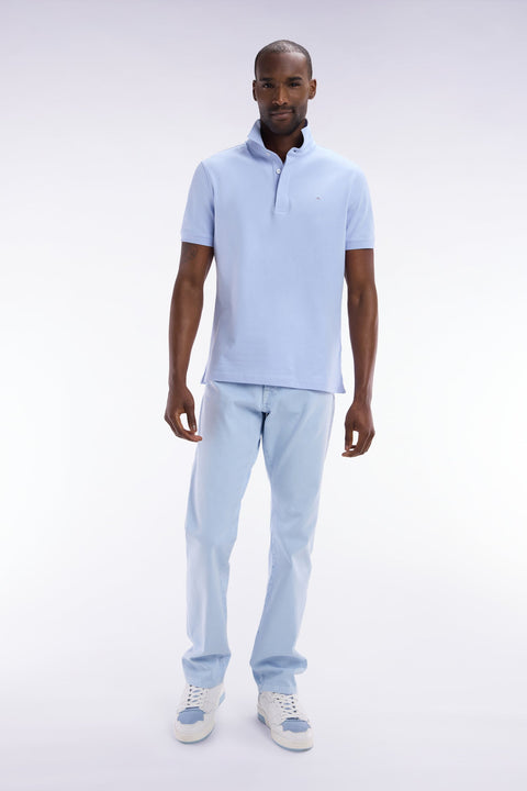 Polo à manches courtes en piqué coton stretch gris clair coupe ajustée - Image 3