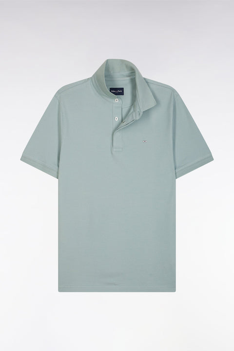 Polo à manches courtes en coton stretch gris moyen coupe ajustée - Image 2