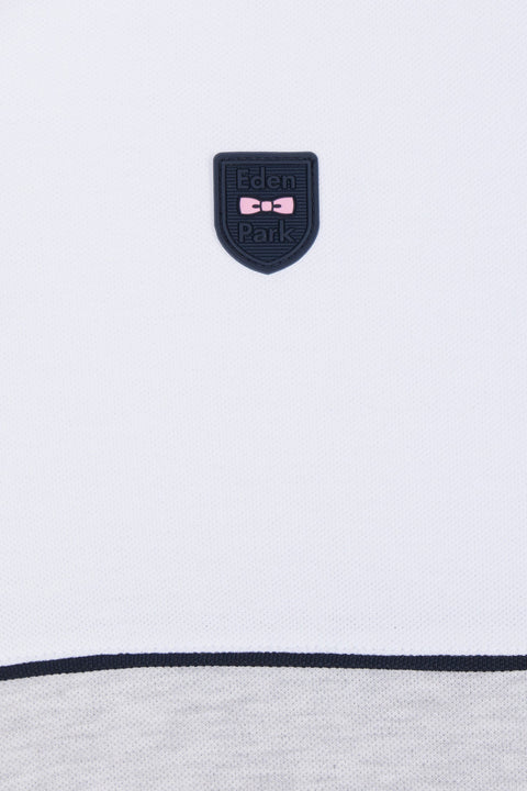 Polo à manches courtes en coton stretch bicolore gris coupe ajustée - Image 2