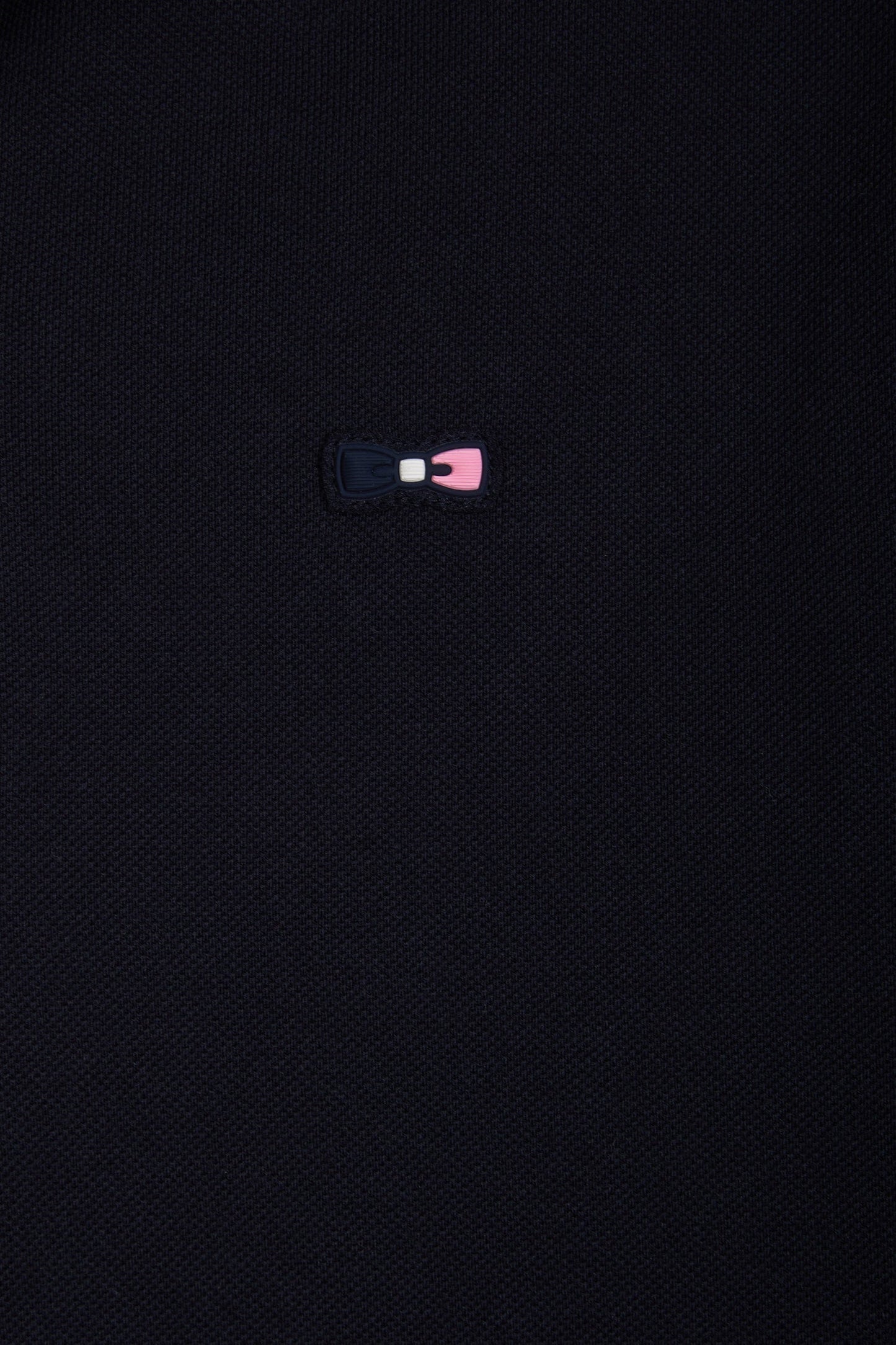 Polo à manches courtes en piqué coton marine broderie tricolore coupe droite