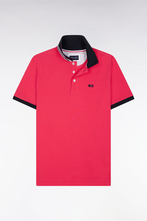 Polo à manches courtes en coton rose coupe droite - Image 2