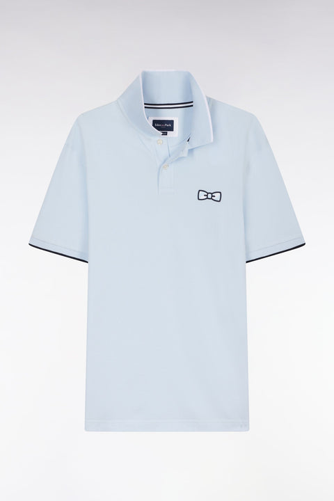 Polo à manches courtes en coton ciel broderie ton sur ton coupe décontractée - Image 2