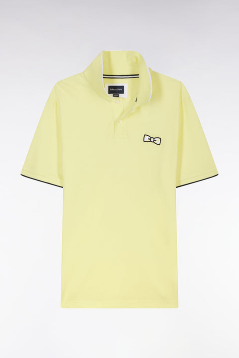 Polo à manches courtes en coton jaune broderie ton sur ton coupe décontractée - Image 2