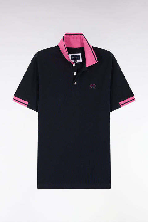Polo à manches courtes en coton rose détails colorés coupe décontractée - Image 2