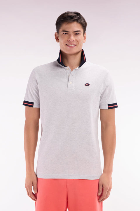 Polo à manches courtes en coton rouge détails colorés coupe décontractée - Image 1