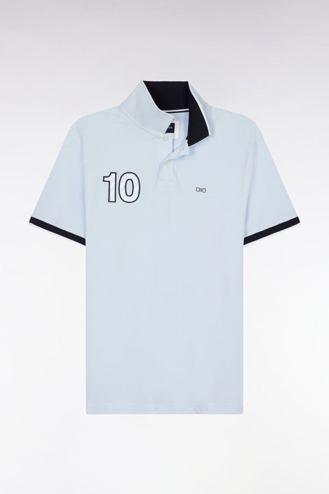 Polo à manches courtes en coton ciel broderie 10 coupe décontractée - Image 2