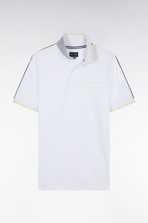 Polo à manches courtes uni en coton blanc inscription Eden Park coupe décontractée - Image 2