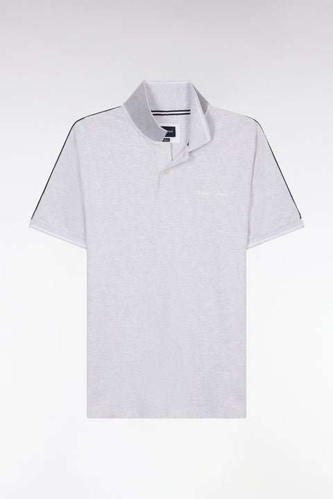 Polo à manches courtes uni en coton gris inscription Eden Park coupe décontractée - Image 2