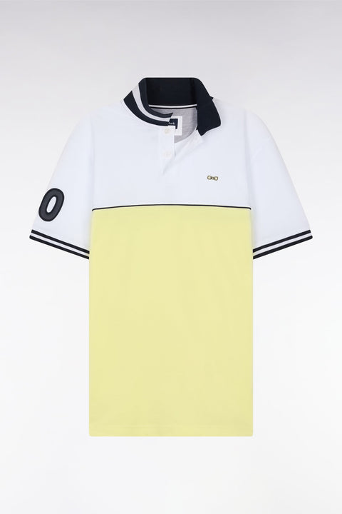 Polo à manches courtes bicolore en coton jaune et blanc coupe décontractée - Image 2