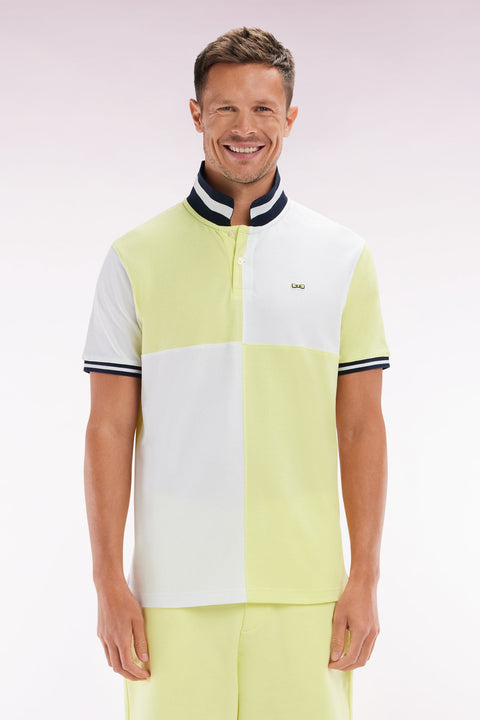 Polo à manches courtes coupé-cousu en coton jaune coupe décontractée - Image 1