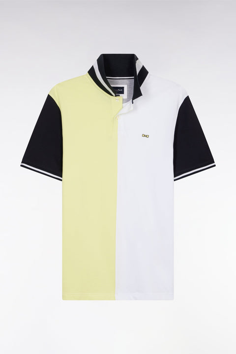 Polo à manches courtes en coton bicolore jaune et blanc coupe décontractée - Image 2