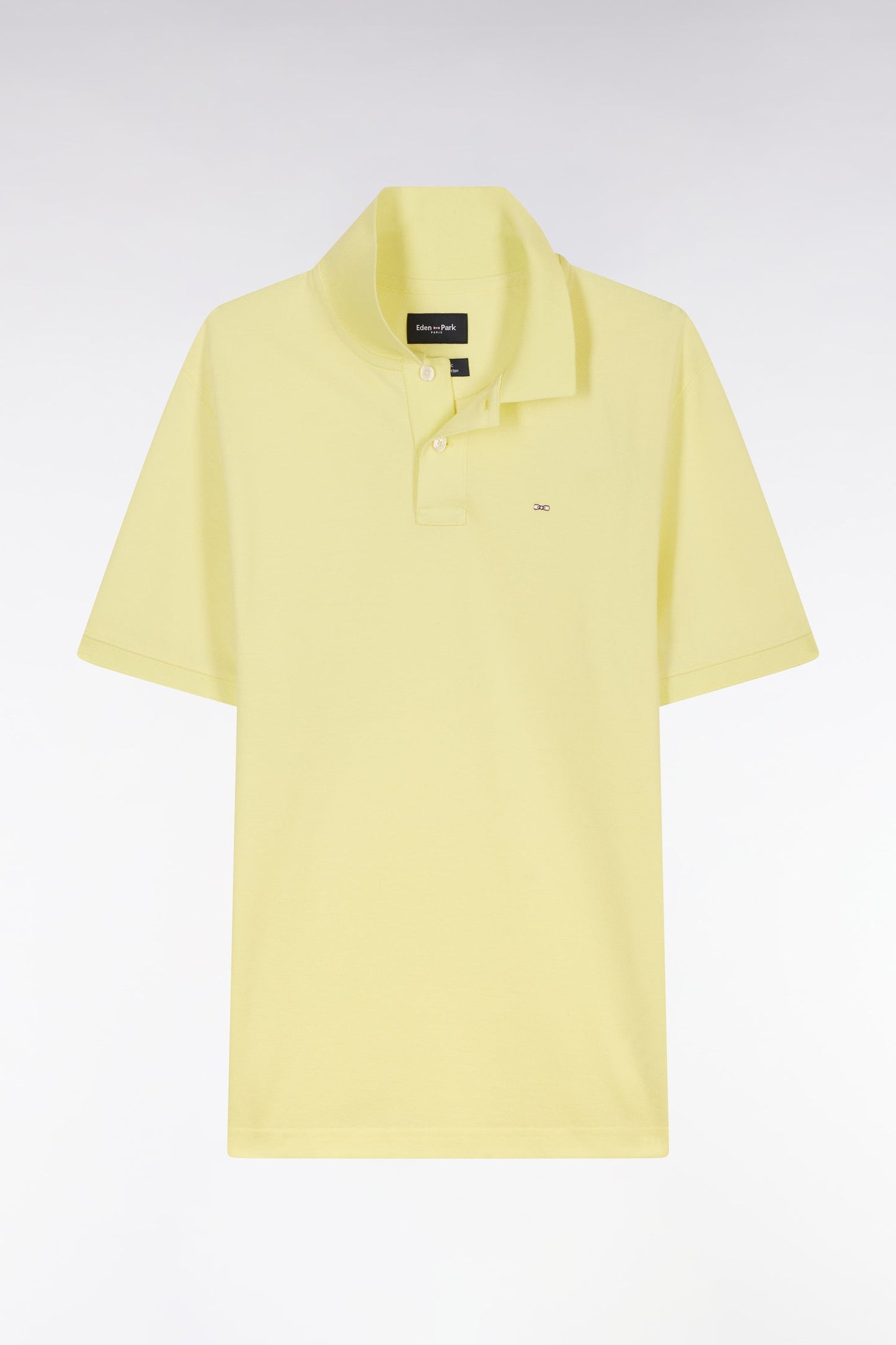 Polo à manches courtes uni en coton Pima jaune coupe droite