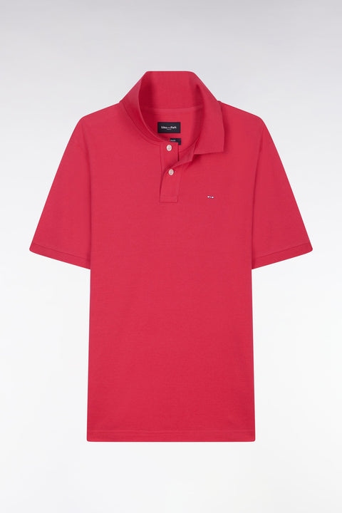 Polo à manches courtes uni en coton Pima fuchsia coupe droite - Image 2