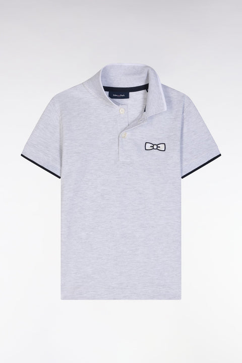 Polo à manches courtes en coton gris coupe droite - Image 1