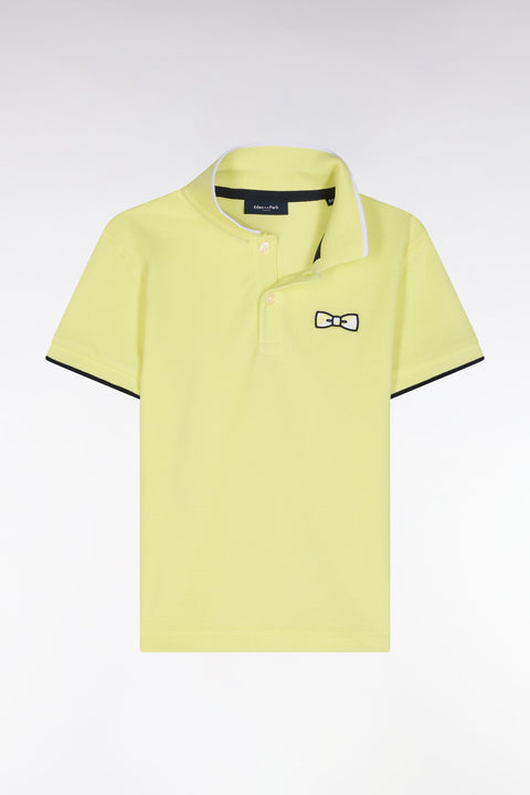 Polo à manches courtes en coton jaune coupe droite - Image 1