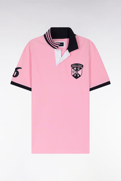 Polo à manches courtes Tournoi des 6 Nations en piqué coton rose coupe droite - Image 2