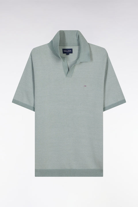 Pull col polo en coton gris clair coupe droite - Image 2