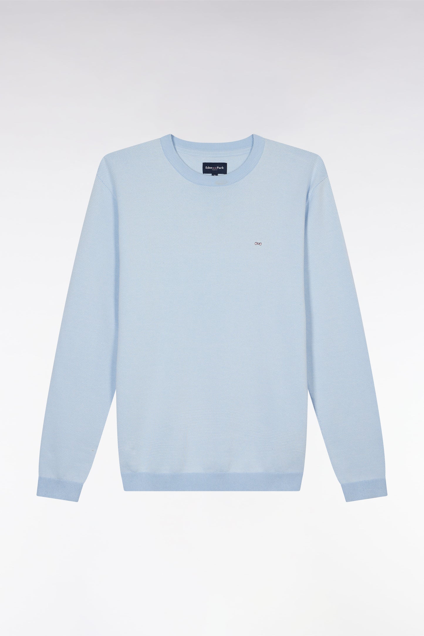 Pull en coton à col rond en coton ciel coupe droite