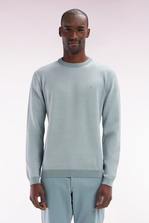Pull en coton à col rond en coton gris coupe droite - Image 1