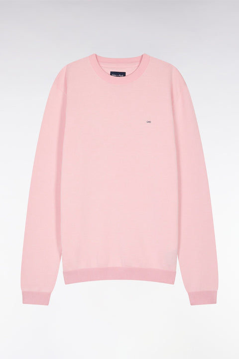 Pull en coton à col rond en coton rose coupe droite - Image 2