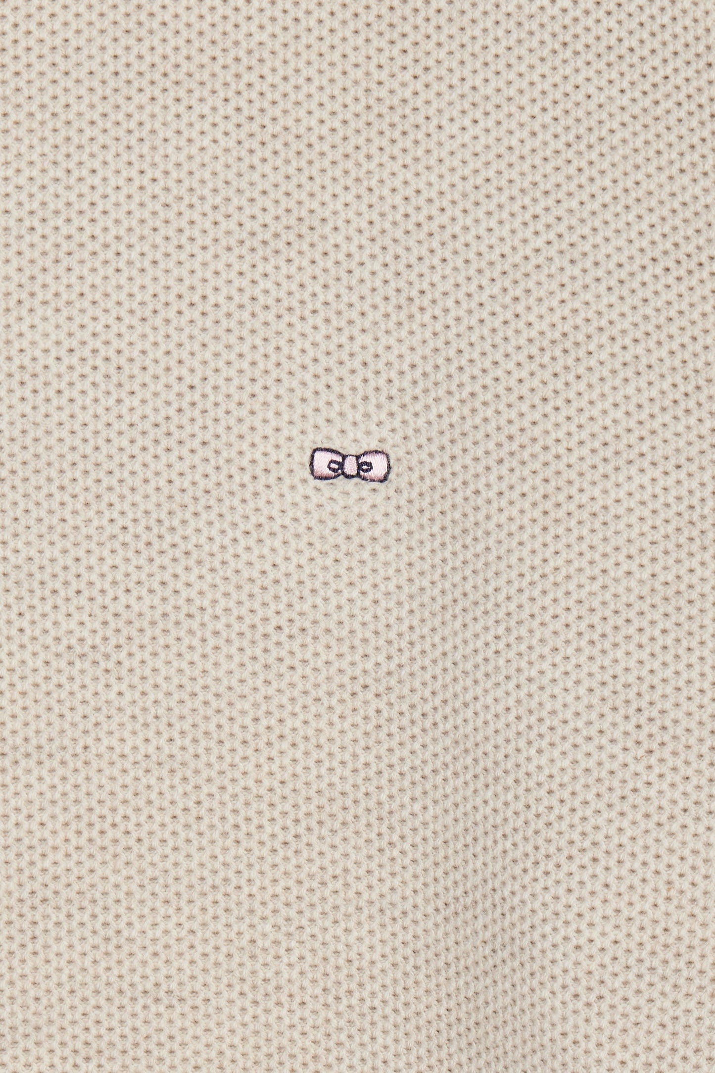 Pull col rond en coton nid d'abeille beige coupe droite