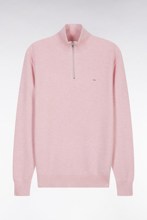 Pull col camionneur en coton nid d'abeille rose coupe droite - Image 2