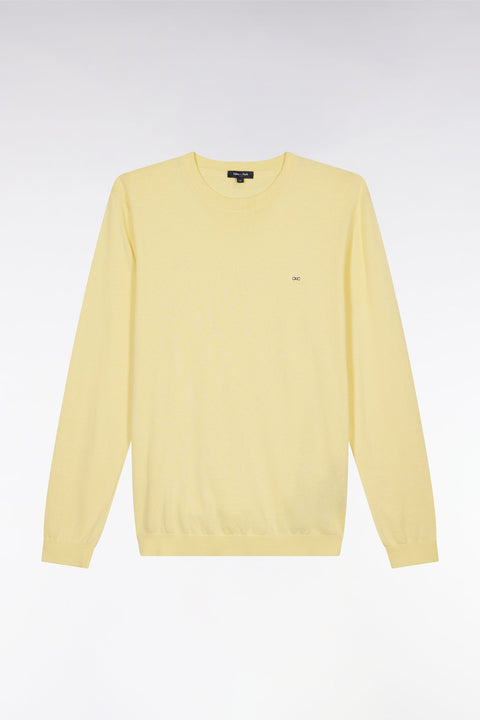 Pull col rond en coton et soie mélangés ivoire coupe droite - Image 2