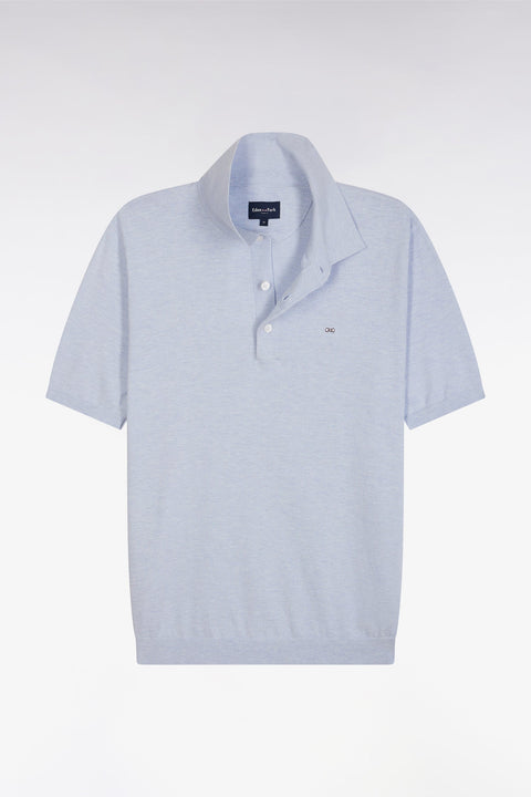 Pull col polo en coton et soie mélangés gris clair coupe droite - Image 2