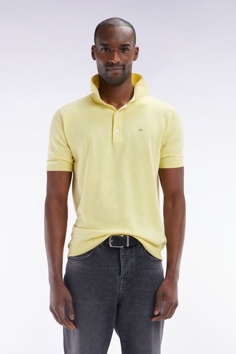 Pull col polo en coton et soie mélangés ivoire coupe droite - Image 1