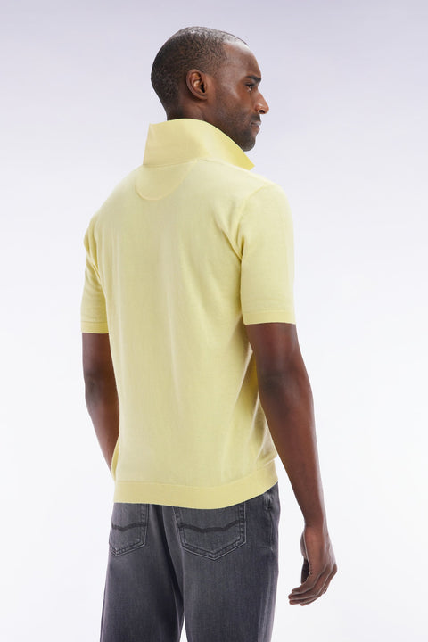 Pull col polo en coton et soie mélangés ivoire coupe droite - Image 3