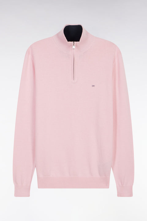 Pull col camionneur en coton rose coupe droite - Image 2
